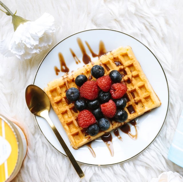 waffle with mixed berries